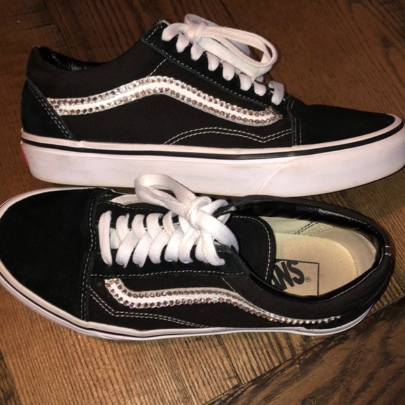 bedazzled white vans